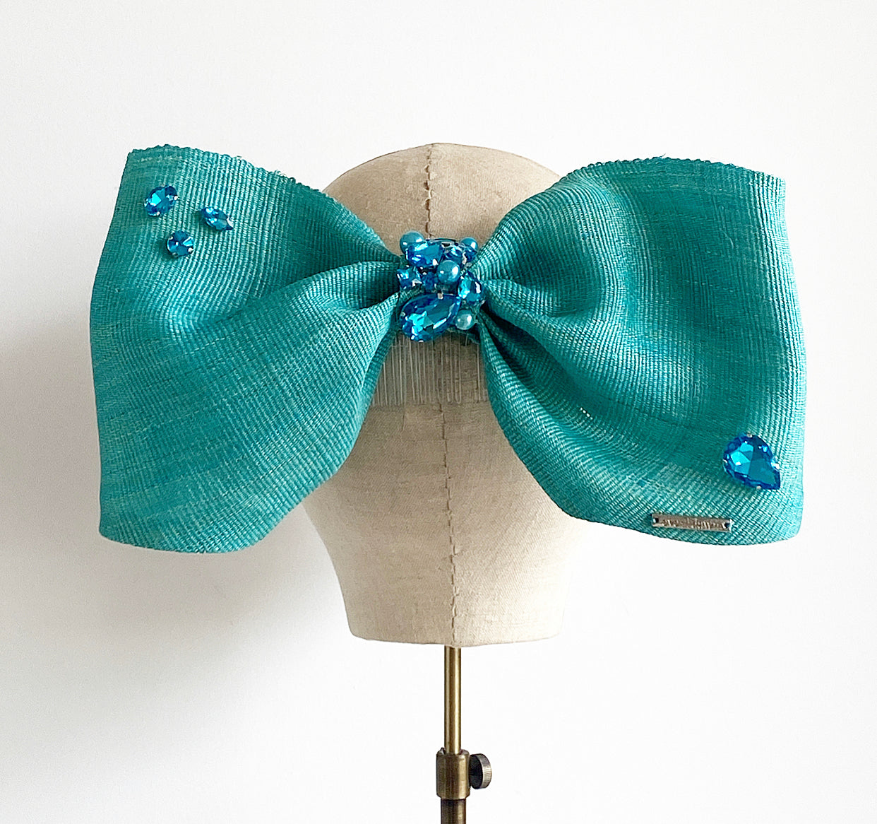 Medium teal jewel rear bow