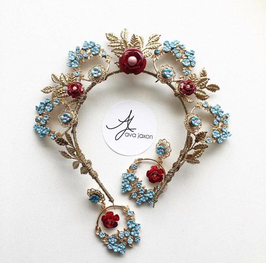 Bluebells crown and earrings set